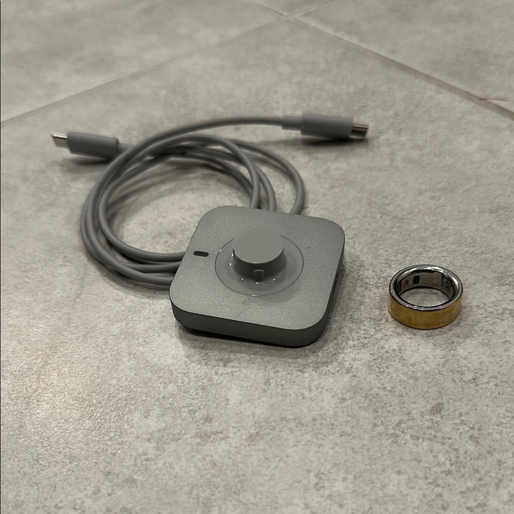 Gold Oura Ring Gen 4 Size 6. Gray USB-C Hub